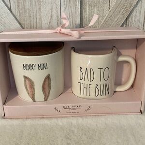 Rae Dunn Bunny Buns Canister and Bad to the Bun Mug Set - Pink and White